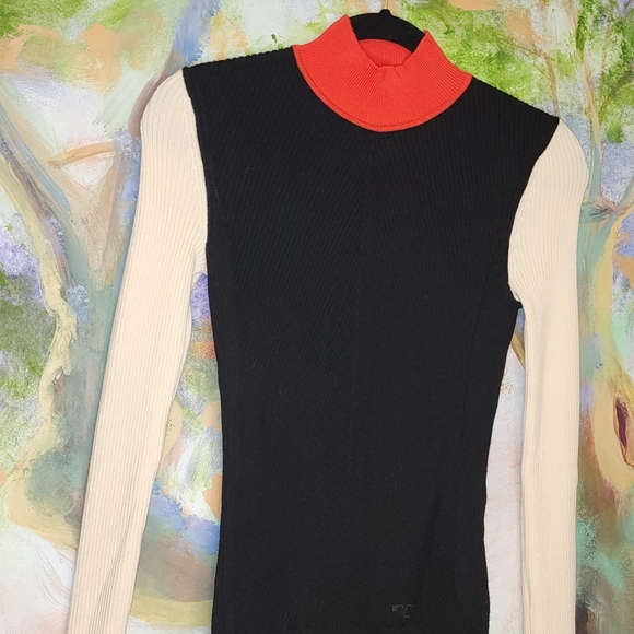 Tory Burch XXS Colorblocked Elegant Mockneck Sweater Excellent Condition - Picture 2 of 7
